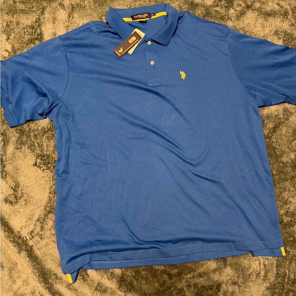 U.S. Polo Assn. Royal Blue Polo Shirt with Yellow Accents